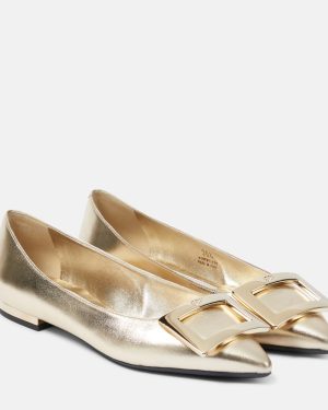 Roger Vivier Gommettine metallic leather ballet flats