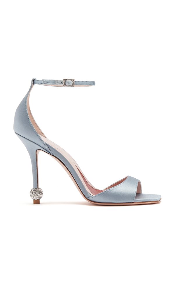 Roger Vivier - I Love Vivier Strass-Detail Satin Sandals - Blue - IT 37 - Moda Operandi