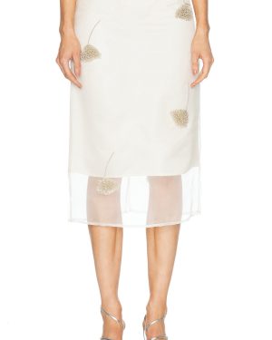 Rohe Embellished Tulip Organza Skirt in Off White - White. Size 42 (also in ).