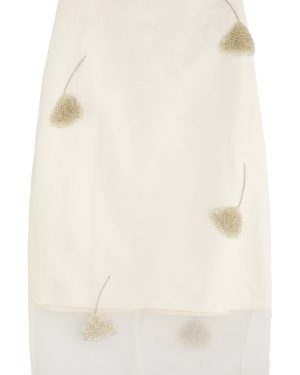 Rohe Tulip-embellished Silk-organza Midi Skirt - Off White - 38 (UK10 / S)