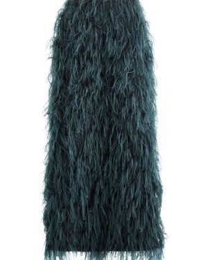 Roksanda Arion Fringed Woven Midi Pencil Skirt - Navy - 6 (UK6 / XS)
