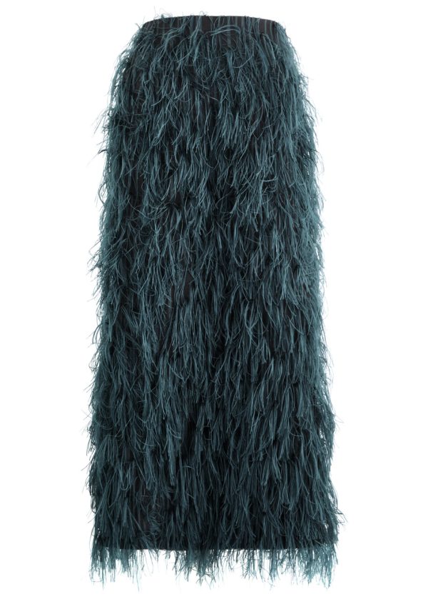 Roksanda Arion Fringed Woven Midi Pencil Skirt - Navy - 6 (UK6 / XS)