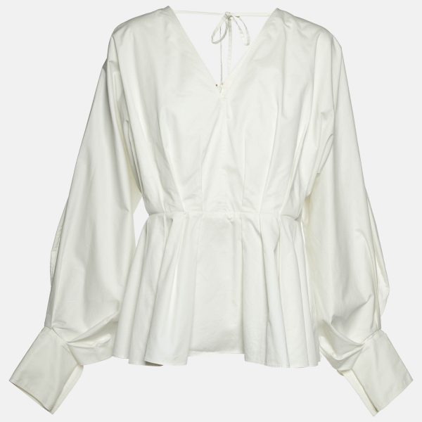 Roksanda Ilincic White Cotton Pleated Blouse L