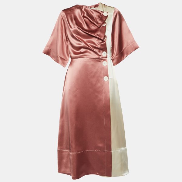 Roksanda Pink Colorblock Silk Satin Wrap Dress L