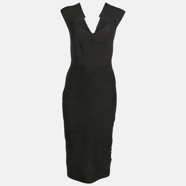Roland Mouret Black Textured Knit Bodycon Dress M