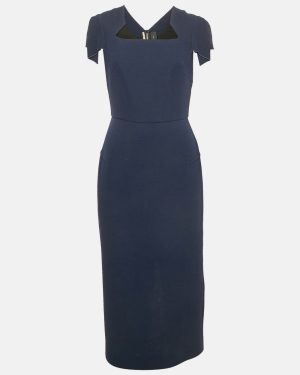 Roland Mouret Blue Wool Sheath Dress M