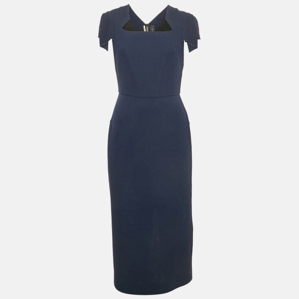 Roland Mouret Blue Wool Sheath Dress M