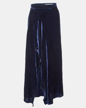 Roland Mouret Navy Blue Velvet Haxby Midi Skirt M