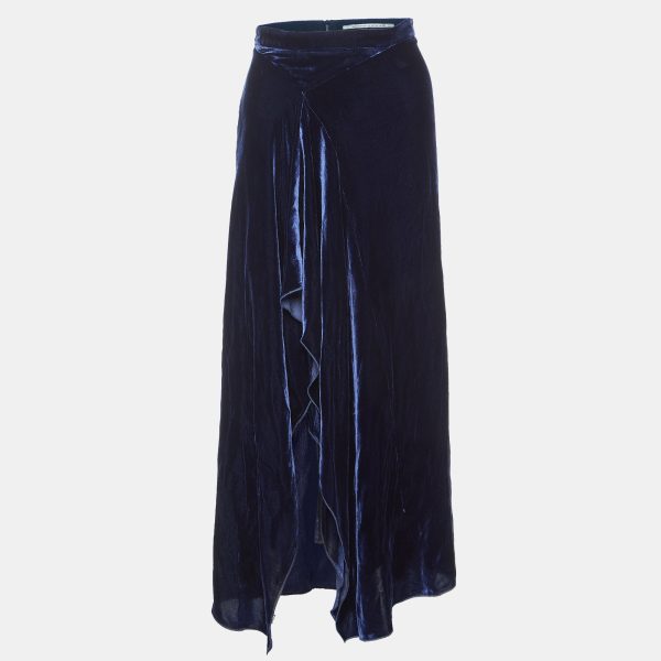 Roland Mouret Navy Blue Velvet Haxby Midi Skirt M