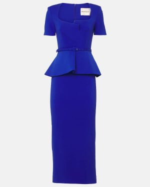 Roland Mouret Peplum silk and wool-blend midi dress