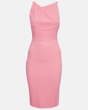 Roland Mouret Pink Crepe Cut-Out Back Midi Dress S