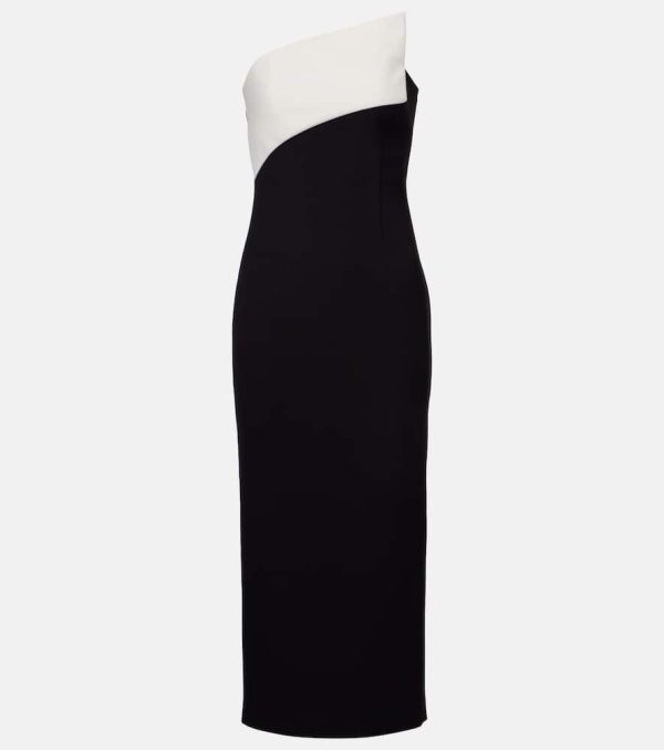 Roland Mouret Strapless asymmetric crepe cocktail dress