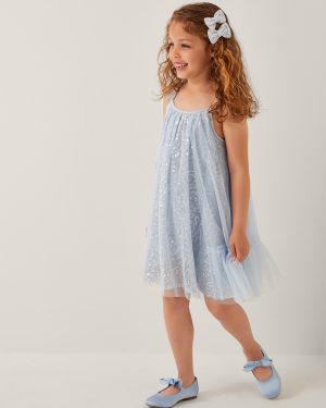 Rosalee Sequin Tulle Swing Dress Blue