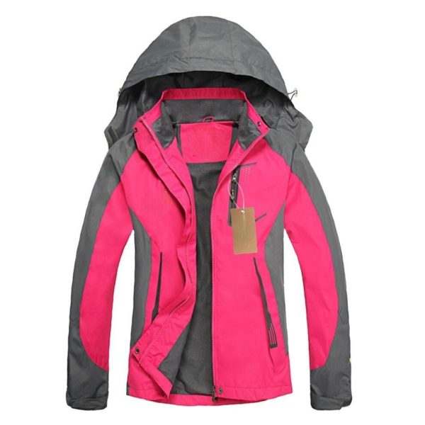 (Rose Red, XS) Windproof Raincoat Sportswear Outdoor Hiking,Traveling Cycling Sports,Detachable Hooded Coat,for Women