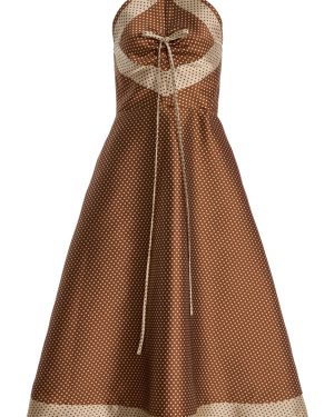 Rosie Assoulin - 50s Satin Halter Midi Dress - Brown - US 8 - Moda Operandi