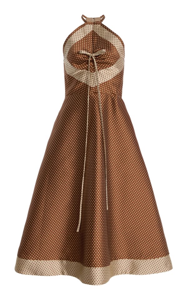 Rosie Assoulin - 50s Satin Halter Midi Dress - Brown - US 8 - Moda Operandi