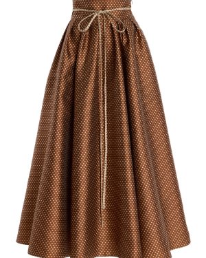 Rosie Assoulin - Tie-Belted Satin Midi Skirt - Brown - US 2 - Moda Operandi