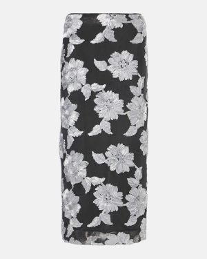 Rotate Embroidered mesh pencil skirt