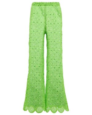 Rotate Nola crochet cotton-blend flared pants