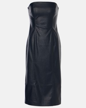 Rotate Strapless faux leather midi dress