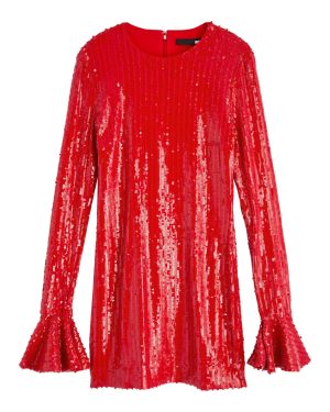 Rotate Sunday Sequin-embellished Tulle Mini Dress - Red - 38 (UK10 / S)