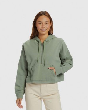 Roxy Drakes Cove Half Zip Anorak - Agave Green - XS