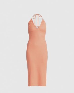 Roxy Late Sunset Halter Midi Dress - Cafe Creme - XS