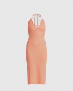 Roxy Late Sunset Halter Midi Dress - Cafe Creme - XS
