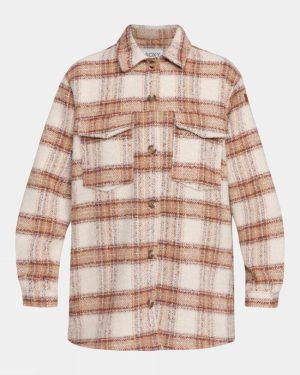 Roxy Womens Check The Swell IIII Shacket - Ecru