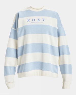 Roxy Womens Strictly Stripes Oversized Sweatshirt - Bright Blue