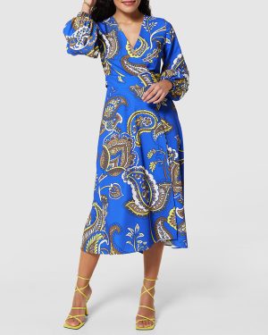 Royal Blue High-Low Wrap Dress