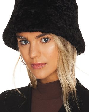 Ruslan Baginskiy Faux Fur Lampshade Bucket Hat in Black. Size M, S.