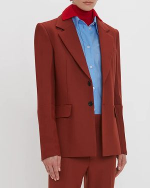 Russet Single Breasted Sleeve Detail Blazer