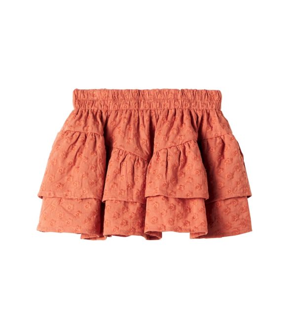 Rylee + Cru Embroidered tiered cotton skirt