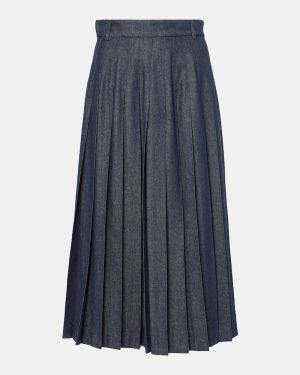 'S Max Mara Vale pleated denim midi skirt