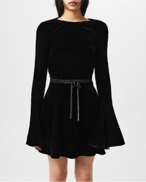 SAINT LAURENT Backless Velvet Skater Dress - Black