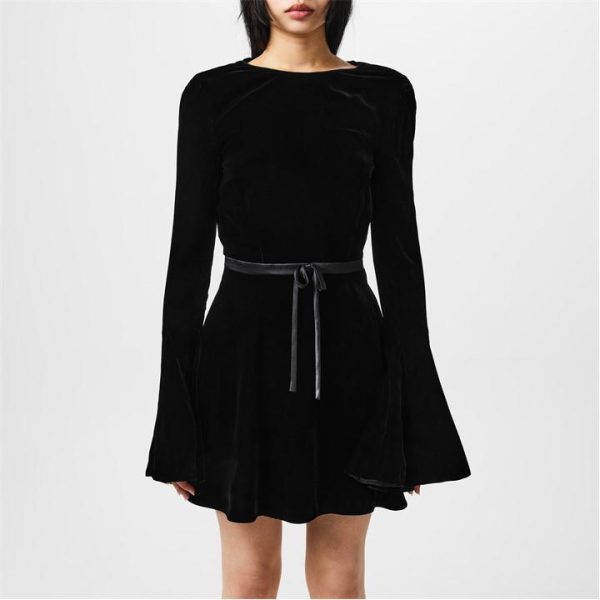 SAINT LAURENT Backless Velvet Skater Dress - Black