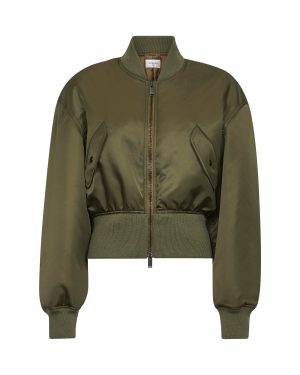 SAINT LAURENT | Khaki recycled nylon short padded bomber jacket | Women | 36
