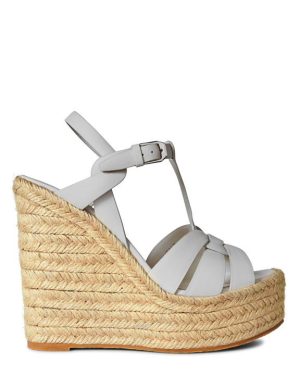 SAINT LAURENT Tribute Espadrilles Wedge - White