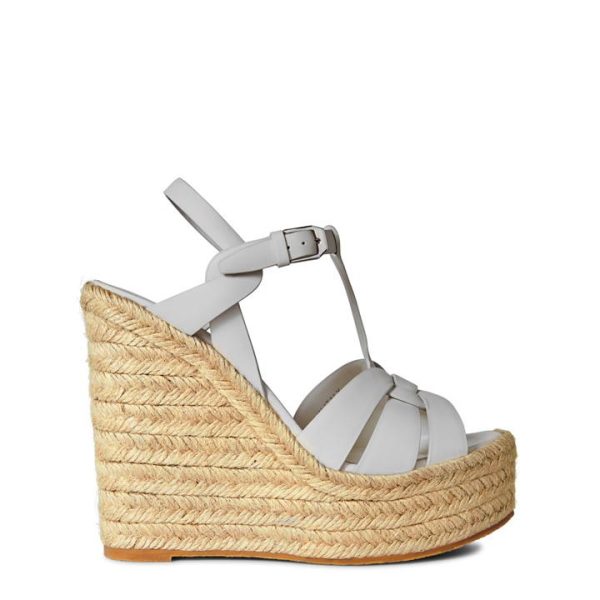 SAINT LAURENT Tribute Espadrilles Wedge - White