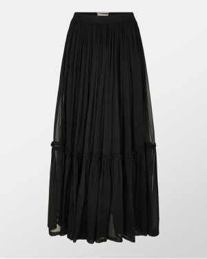 SAINT LAURENT Tulle A-Line Maxi Skirt - Black