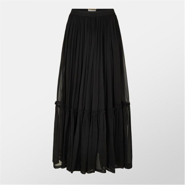 SAINT LAURENT Tulle A-Line Maxi Skirt - Black