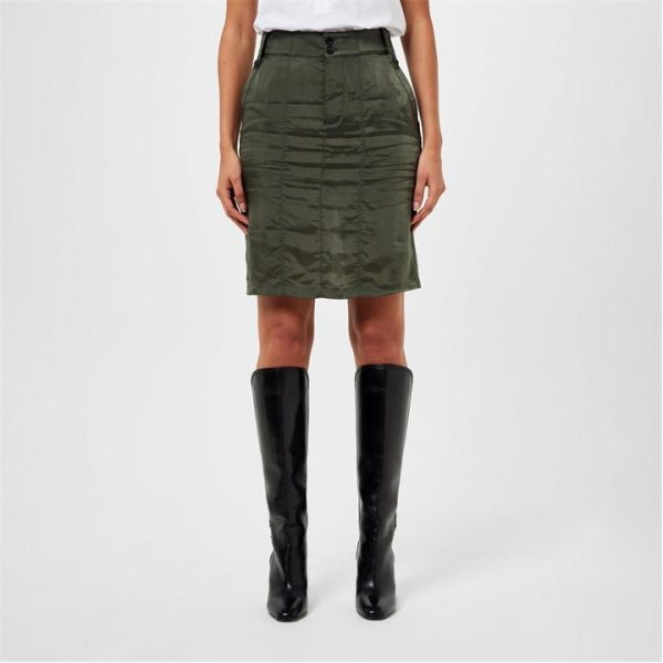 SAINT LAURENT Twill Pencil Skirt - Green