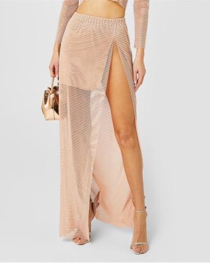 SANTA BRANDS Crystal Maxi Skirt - Nude