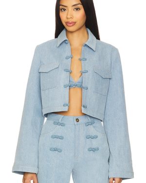 SAU LEE Bambi Denim Jacket in Blue. Size 12, 4.