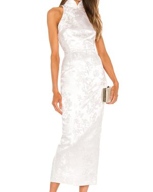 SAU LEE Jill Chinese Jacquard Pencil Dress in Ivory. Size 12, 2, 4, 8.