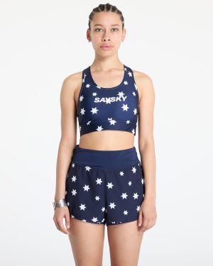 SAYSKY W Star Combat Sports Bra Blue/ White Aop L