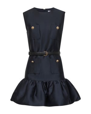 SELF PORTRAIT | Blue taffeta mini dress with belt | Women | 6