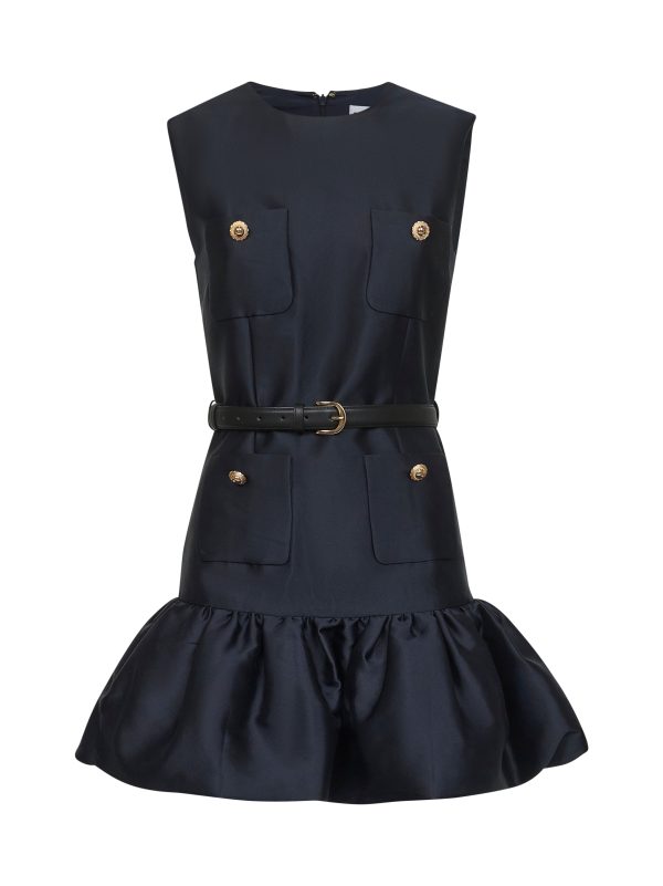 SELF PORTRAIT | Blue taffeta mini dress with belt | Women | 6