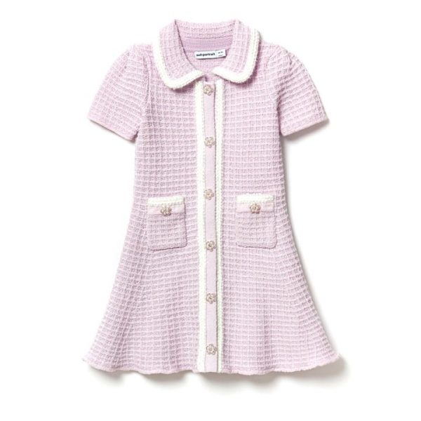 SELF PORTRAIT Knit Mini Dress Juniors - Purple